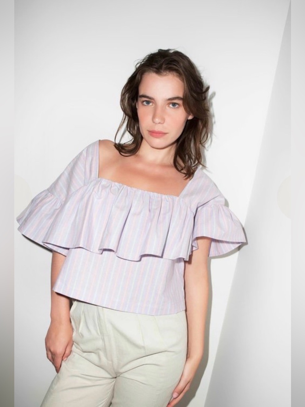 Kurt Lyle Shaela Top - Lilac Stripe - 100% Cotton - Small